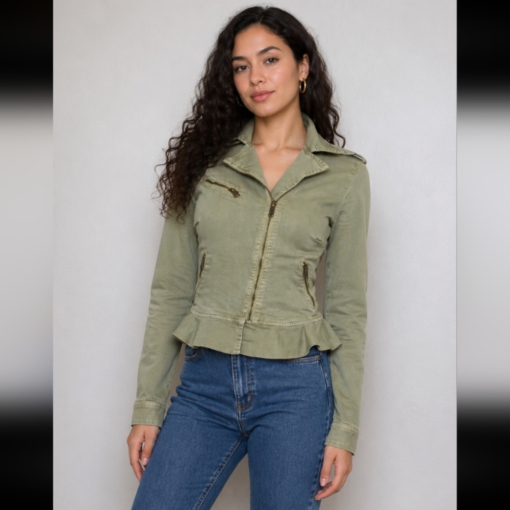 Zara Trafaluc outerwear military peplum jean XS